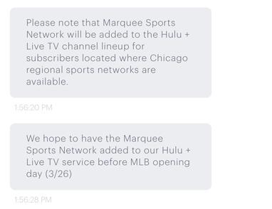 can i get marquee sports network on hulu